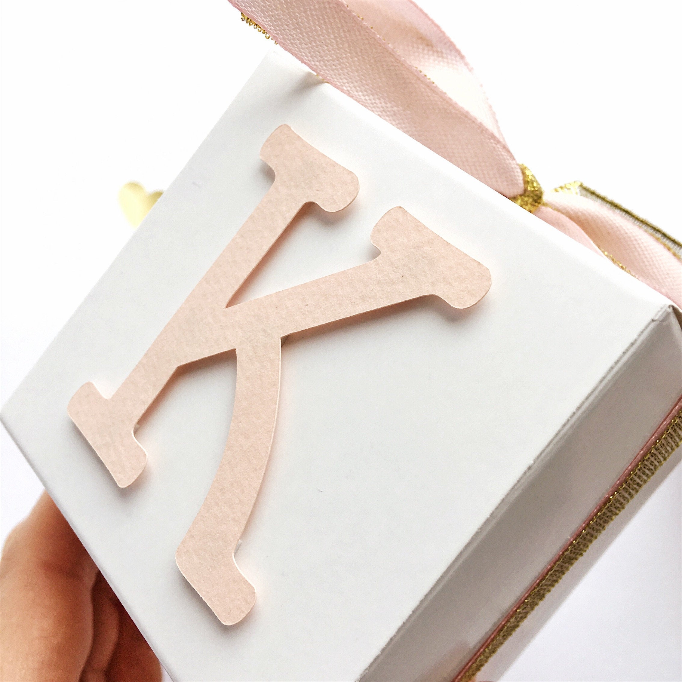 Initial Letter Favor Boxes Blush Gold Girl 1st Birthday Decorations Personalized Girl Baby Shower Gift Boxes Thank You Favors