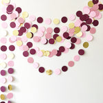 Burgundy Gold Circle Paper Garland Burgundy Bridal Shower 40th 50th Women Birthday Party Backdrop Baby Shower Marsala Bohemian Engagement