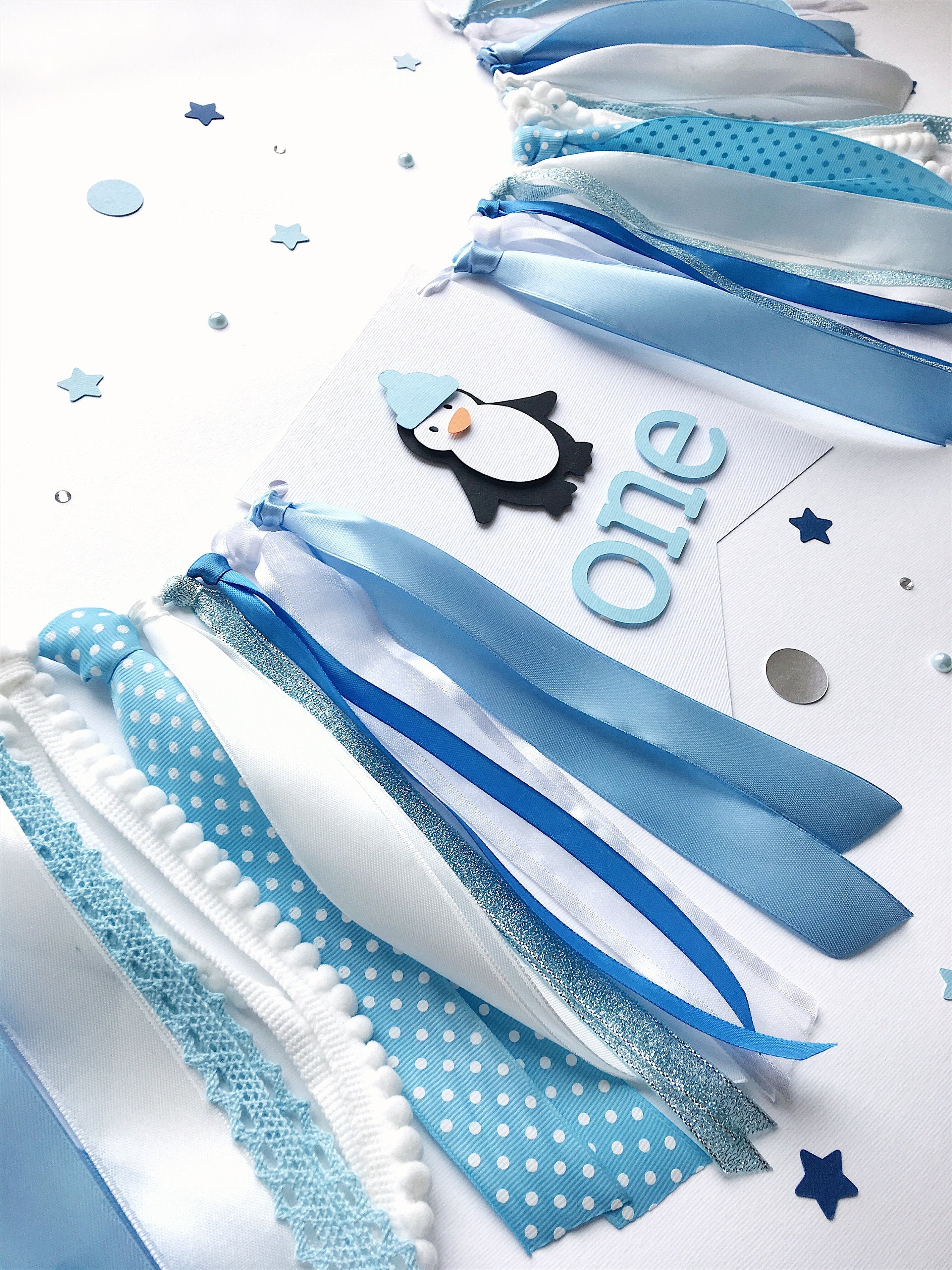 Penguin Highchair Banner Oh What Fun it is to be One Decor Winter Wonderland Birthday Party