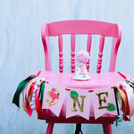 Tropical Girl One High Chair Banner Pink Gold Flamingo 1st Birthday